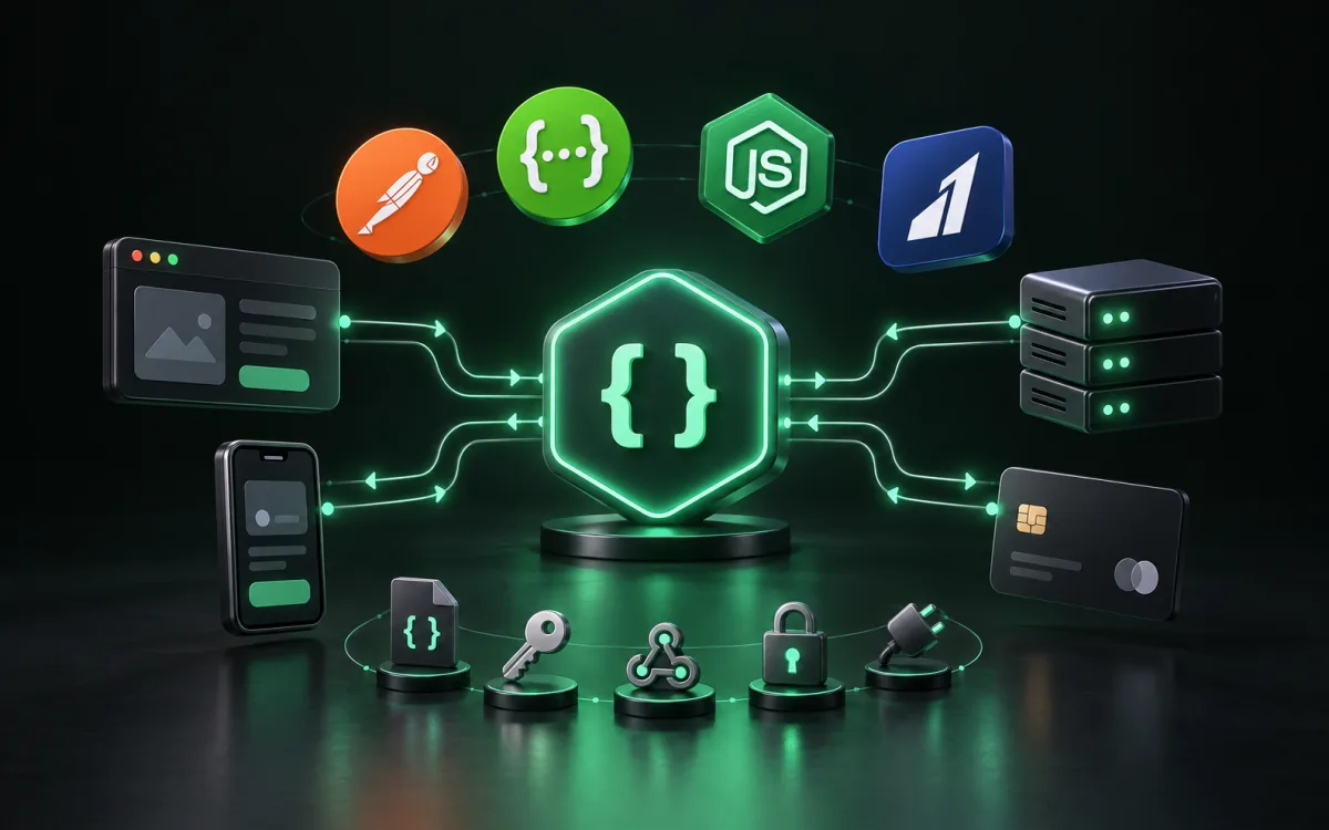 API Development & Integration — an illustration of the tools and systems involved